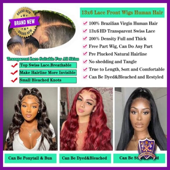 13x6 Lace Front Wig Human Hair 200% Density 26 Inch Body Wave main image 5